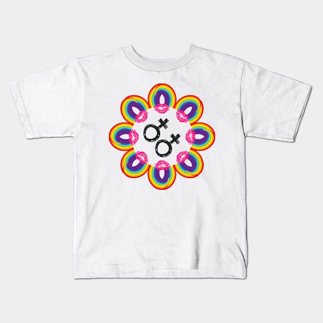 female gender gay mandala Kids T-Shirt by burenkaUA